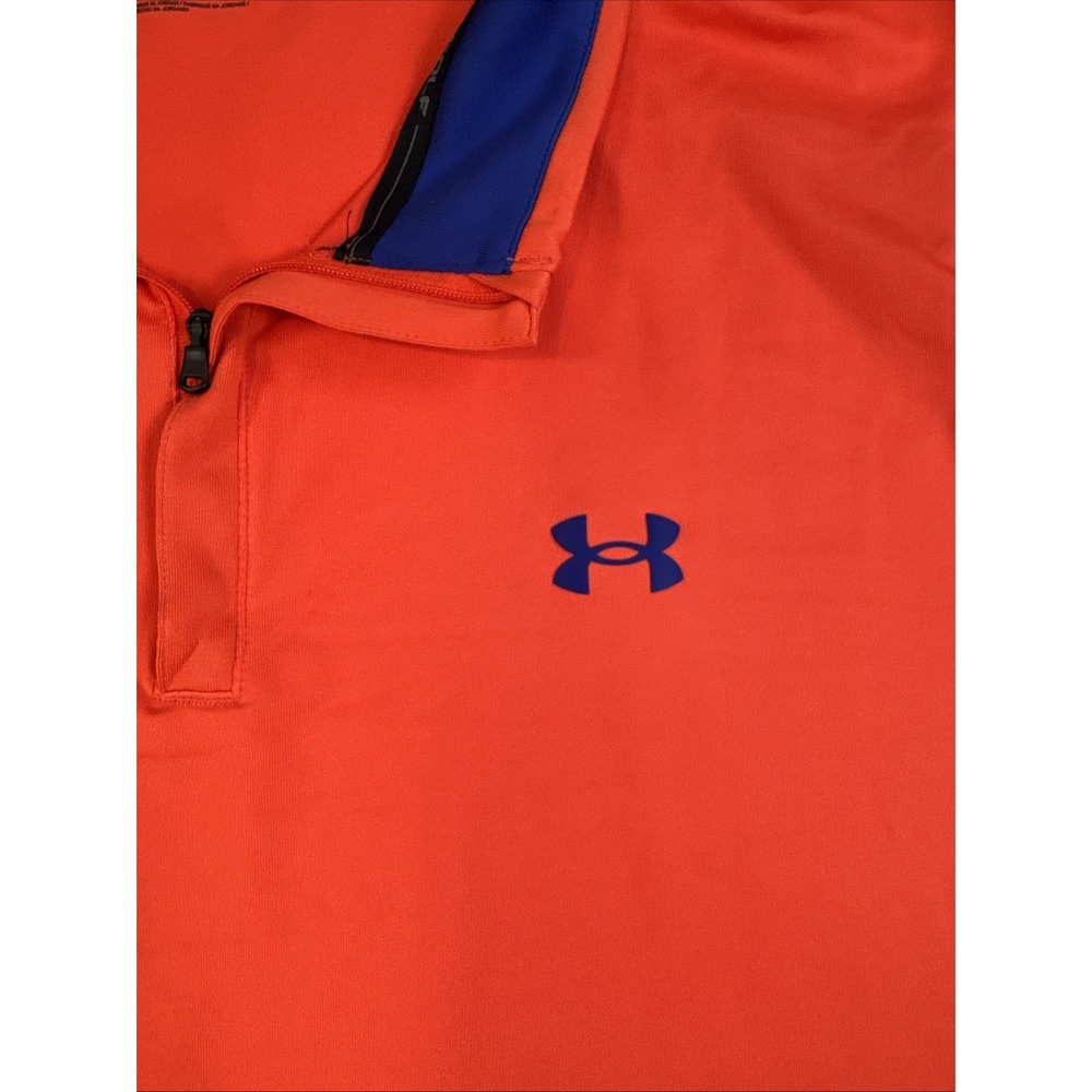 Under Armour Shirt Mens Extra Large 2XL Orange Long Sleeve Golf Polo Performance - Picture 3 of 7